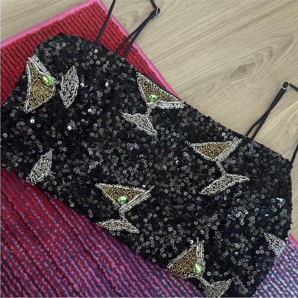 Show Me Your MuMu Tossed Martini Beaded Sequin Top - Picture 5 of 5
